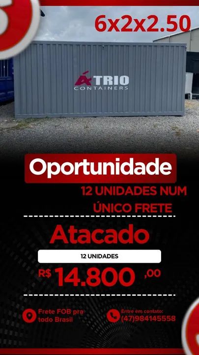 Container Desmontável 6metros com 2.50 de altura - Foto 2