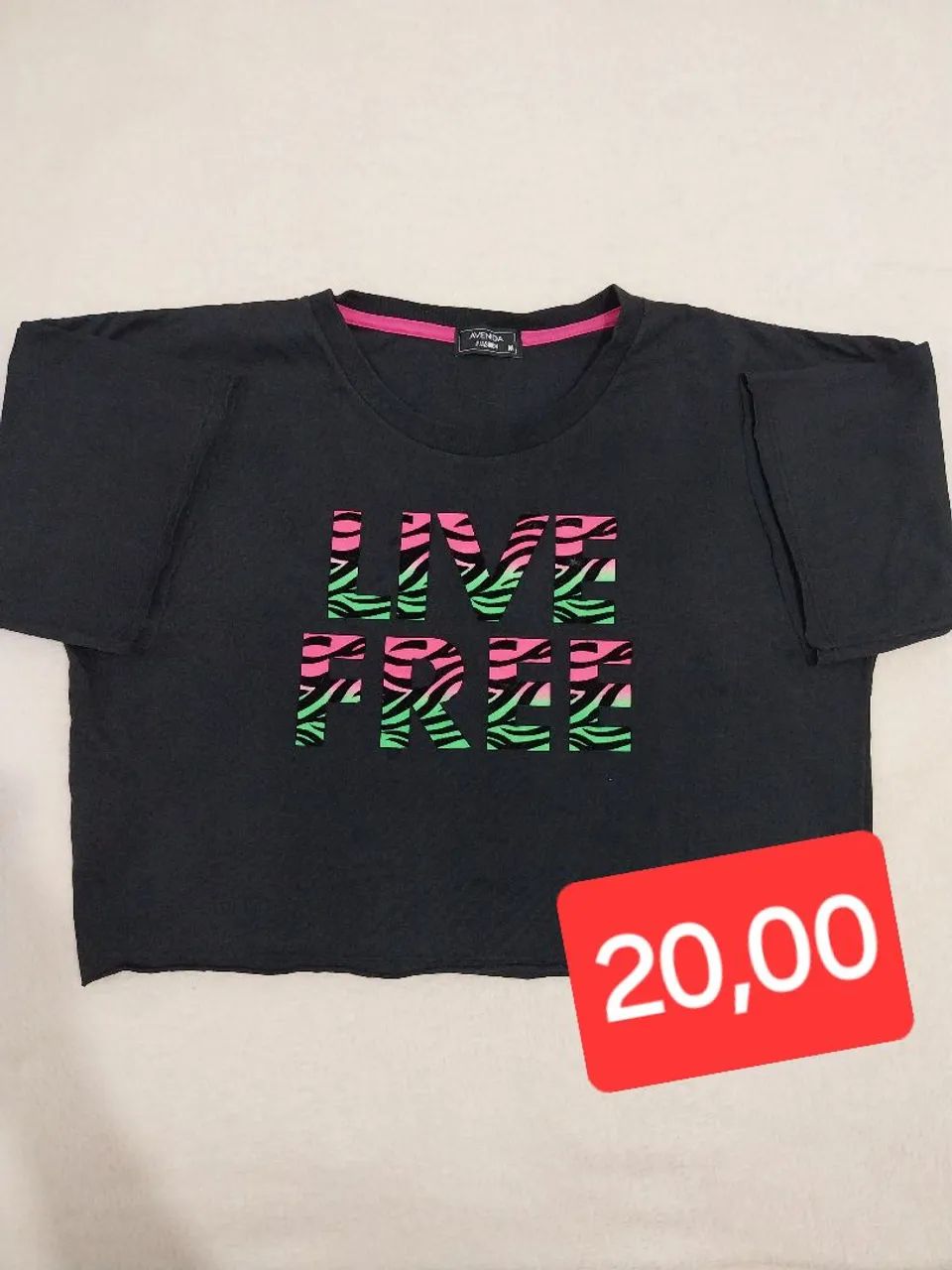 2 Camiseta Cropped Live Free Infantil