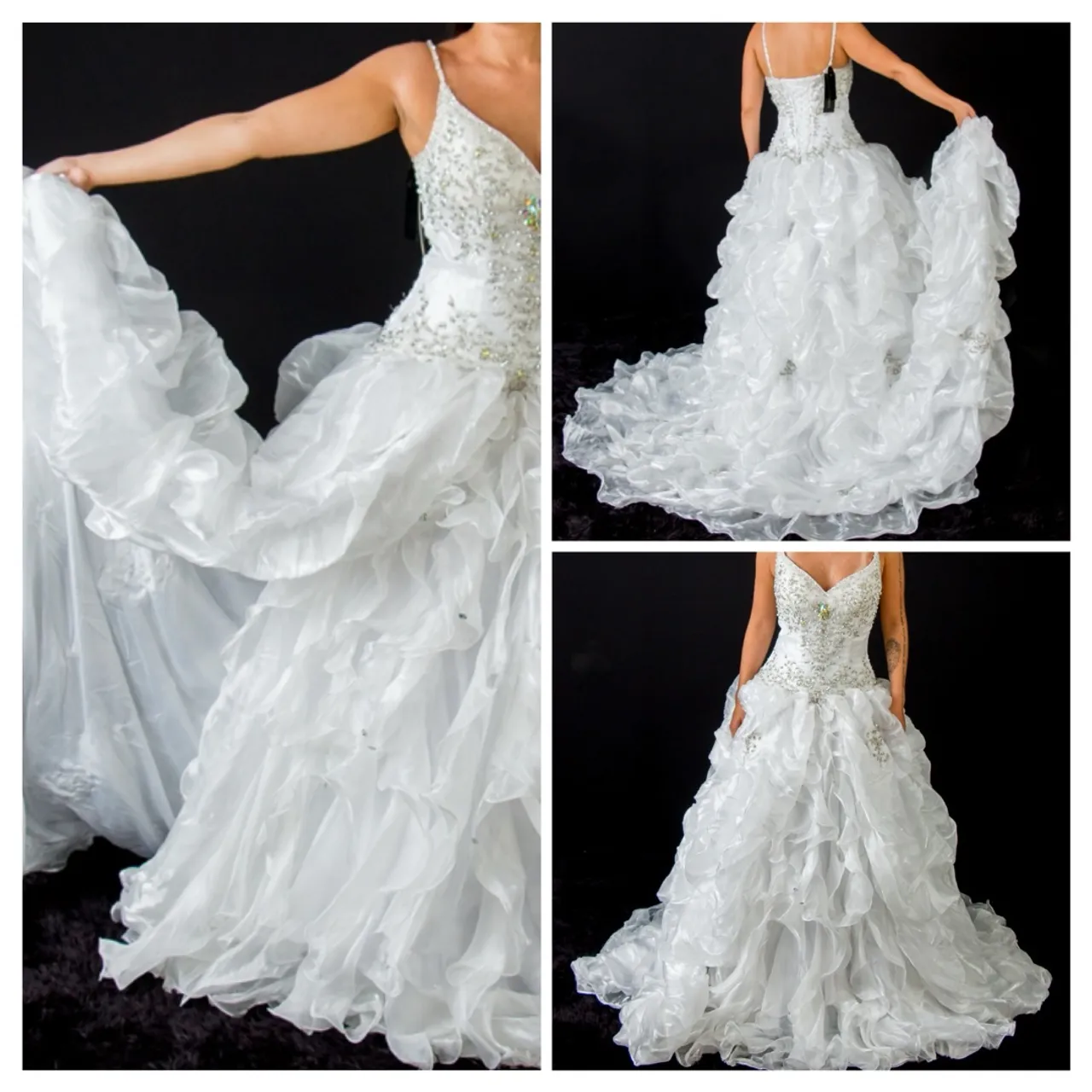 Vestido de noiva elegante com detalhes em brilho