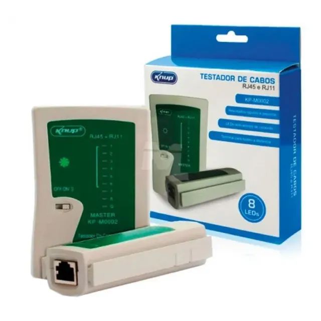 Testador para Cabo de Rede Rj45 Rj11 8 Leds KNUP - KP-M0002