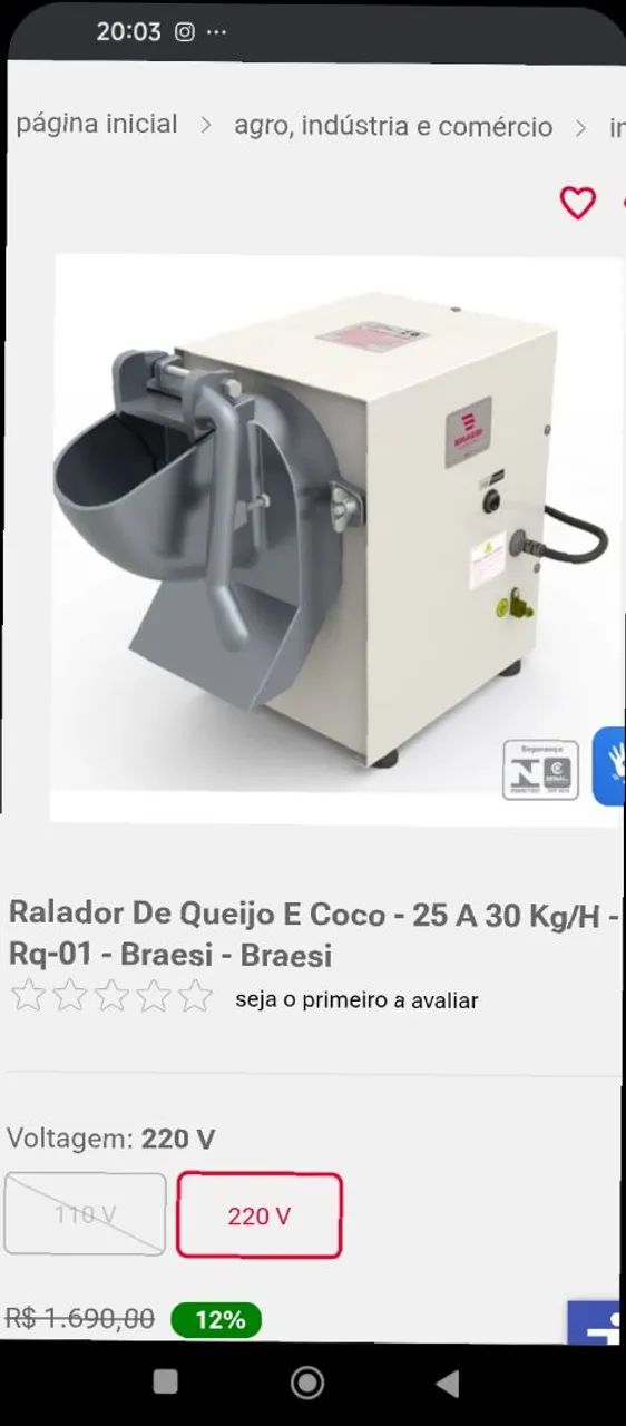 Ralador de queijo e coco