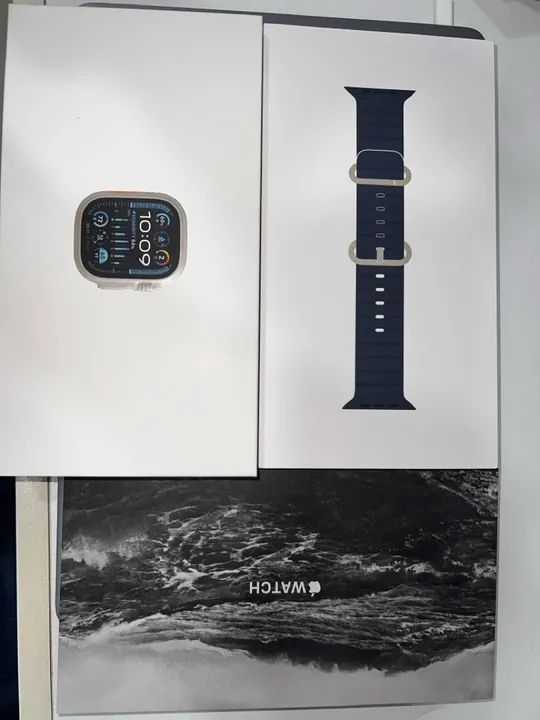 Apple Watch Ultra 2 GPS + Celular - Caixa Titânio 49mm- Pulseira oceano azul - Novo