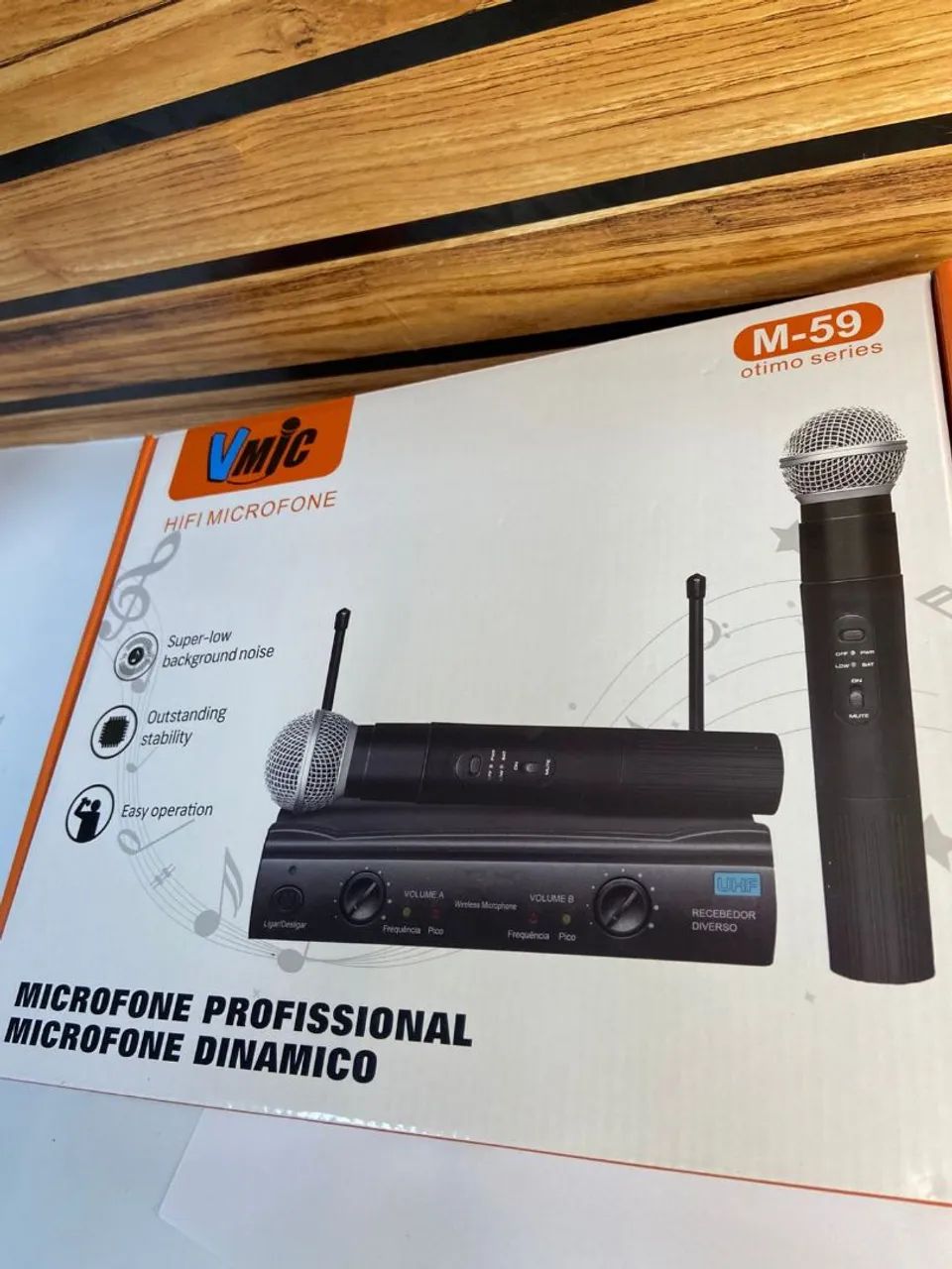 Microfone Sem Fio Duplo Vmic M-59 - Ótimo para Karaokê! - Foto 4
