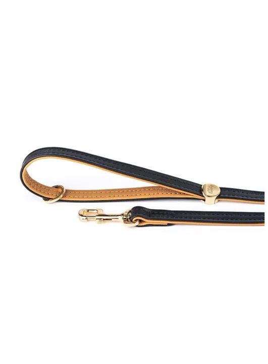 Coleira + Guia para Cachorro em Couro Italiano Preto e Marrom - Foto 6