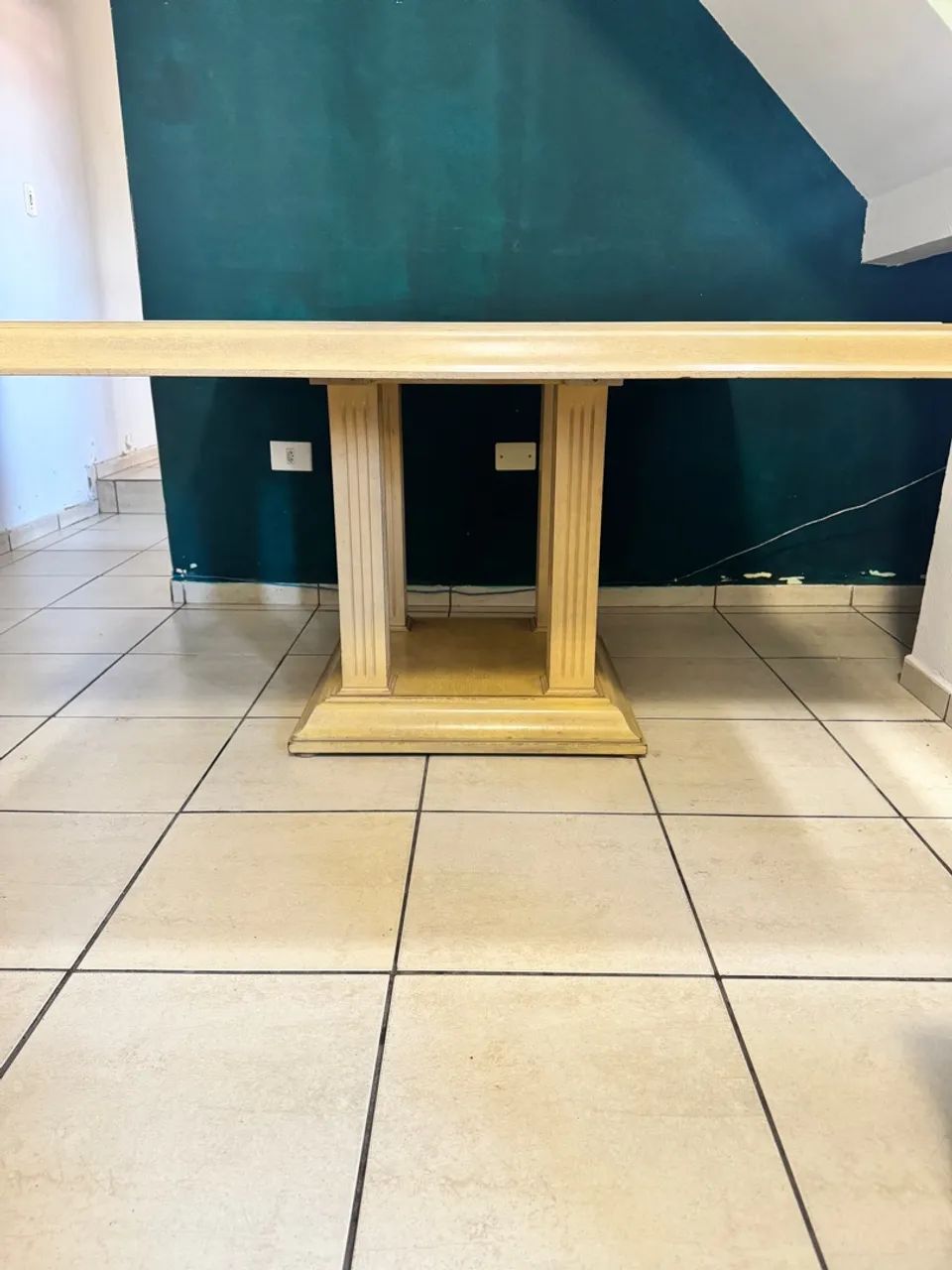 Mesa de jantar quadrada mármore com madeira - Foto 4