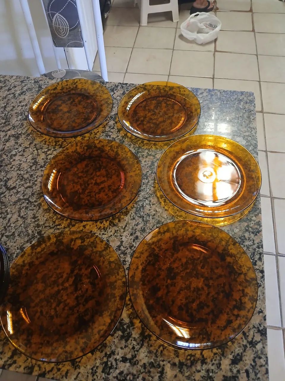 Duralex,Jogo de 12 Pratos de Vidro Âmbar