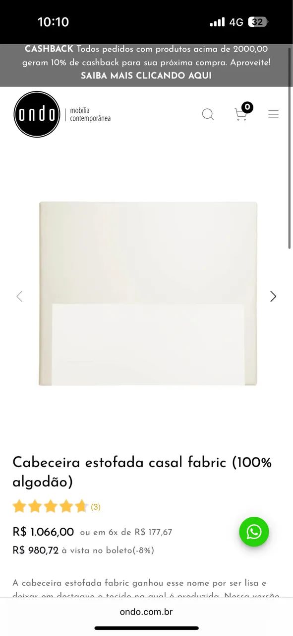 Cabeceira casal estofada em bouclé - Foto 3