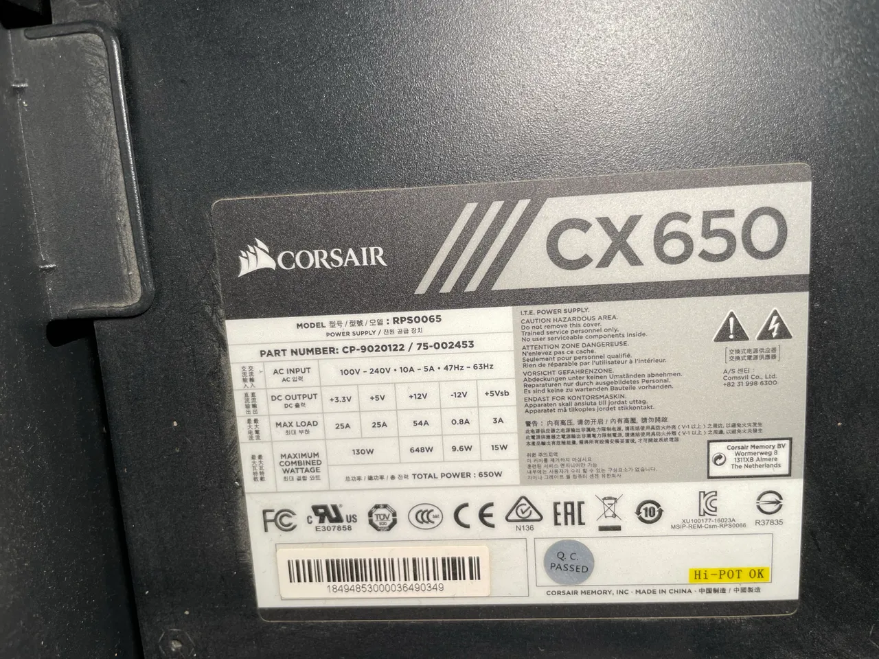fonte corsair cx650