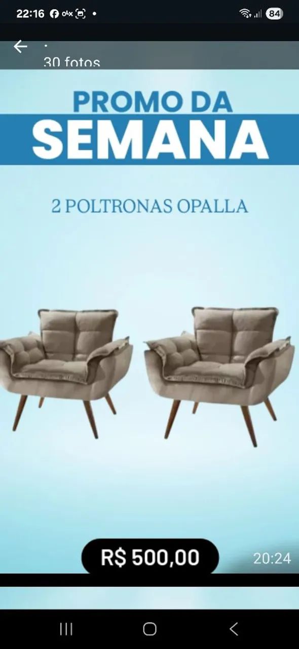 Kit 2 Poltronas decorativas Opala 