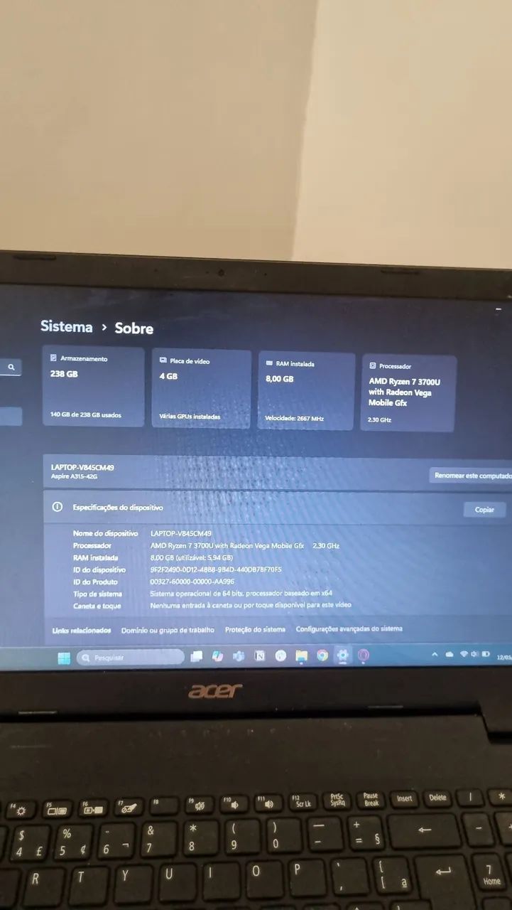 Notebook Acer AMD Ryzen 7 238gb - Foto 4