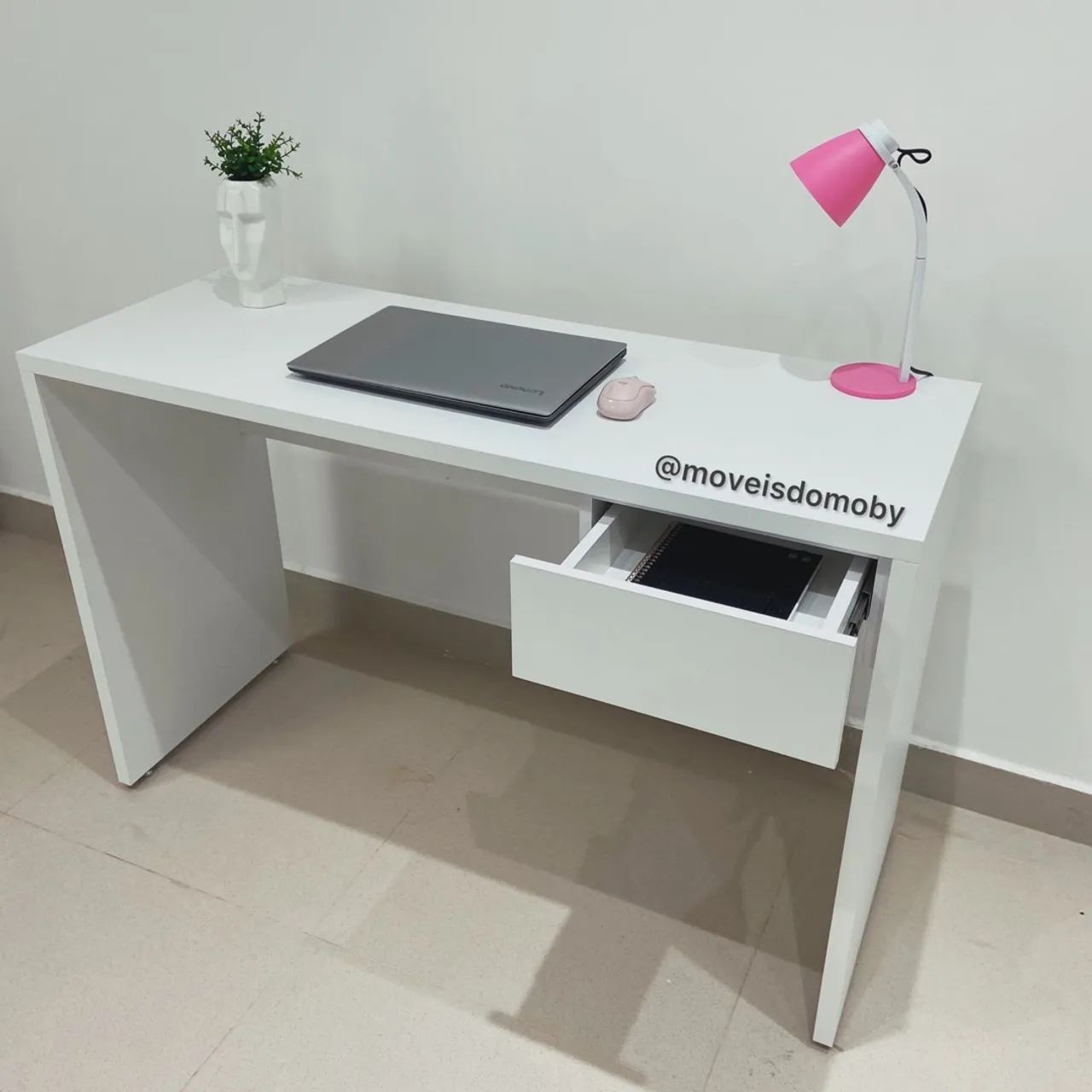 Mesa para escritorio com gaveta MDF 25mm Branca  - Foto 2