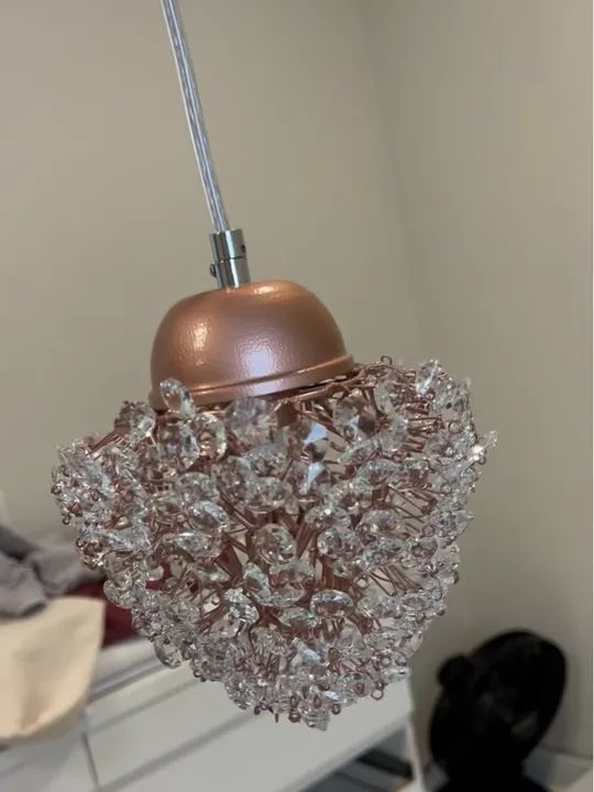 Lustre Moderno em Cristal e Dourado