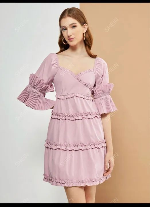 Vestido Rosa com Babados Novo Shein P M - Foto 4