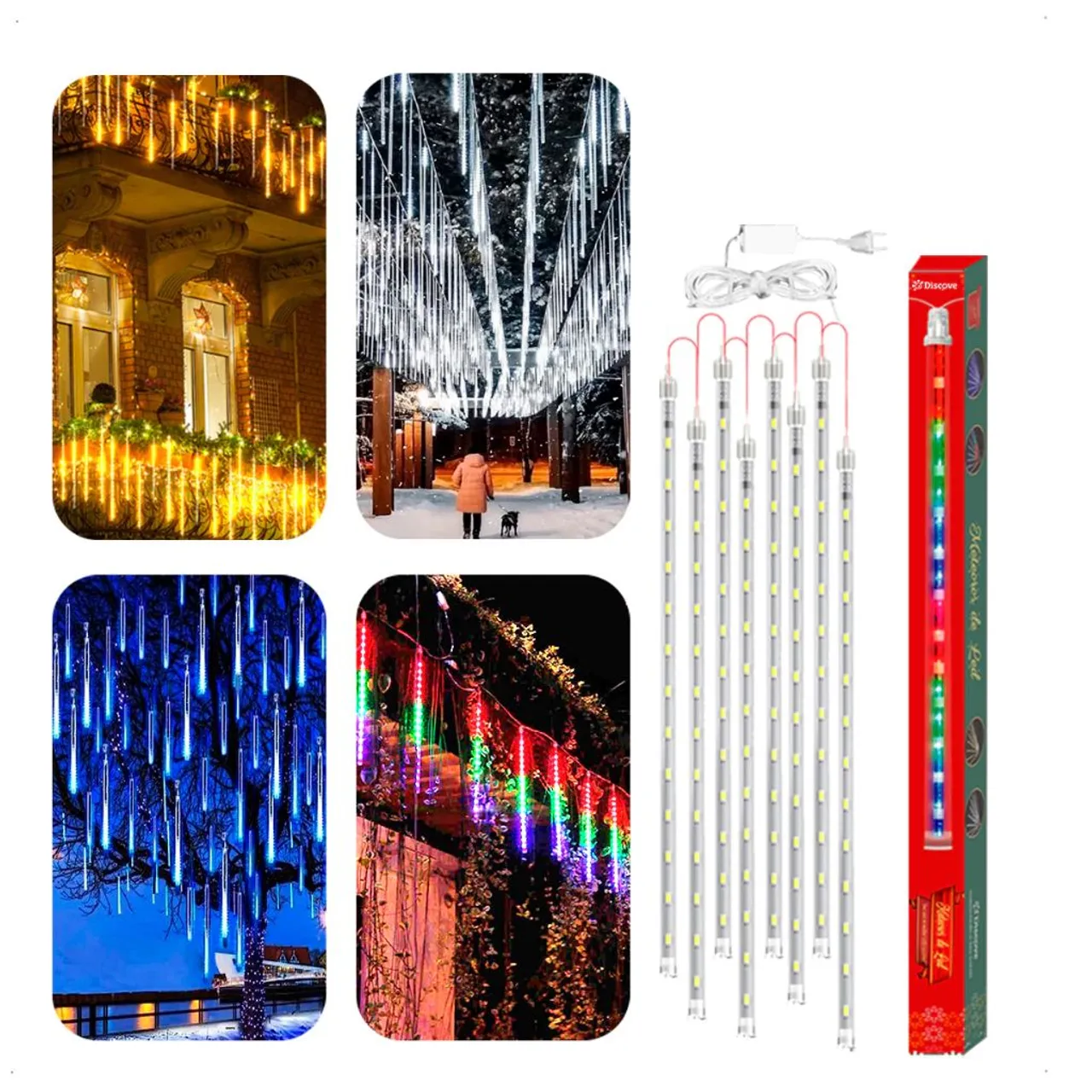 Cascata tubo de LED para Decoração - 8 Tubos de Gelo - Iluminação pra festa