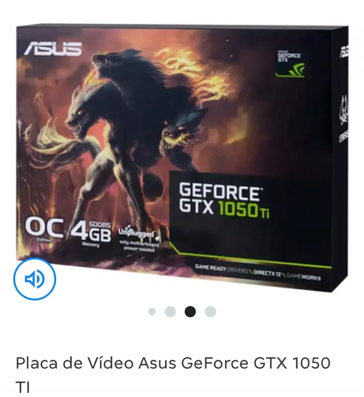 Pc gamer Placa de Vídeo Asus GeForce GTX 1050 Ti 4GB OC Edition