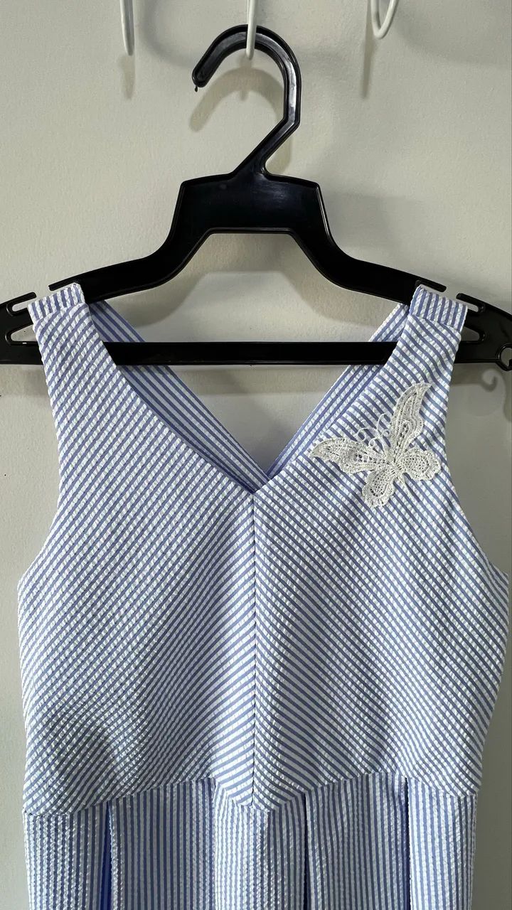 Vestido listrado azul e branco tam 14 - Foto 3