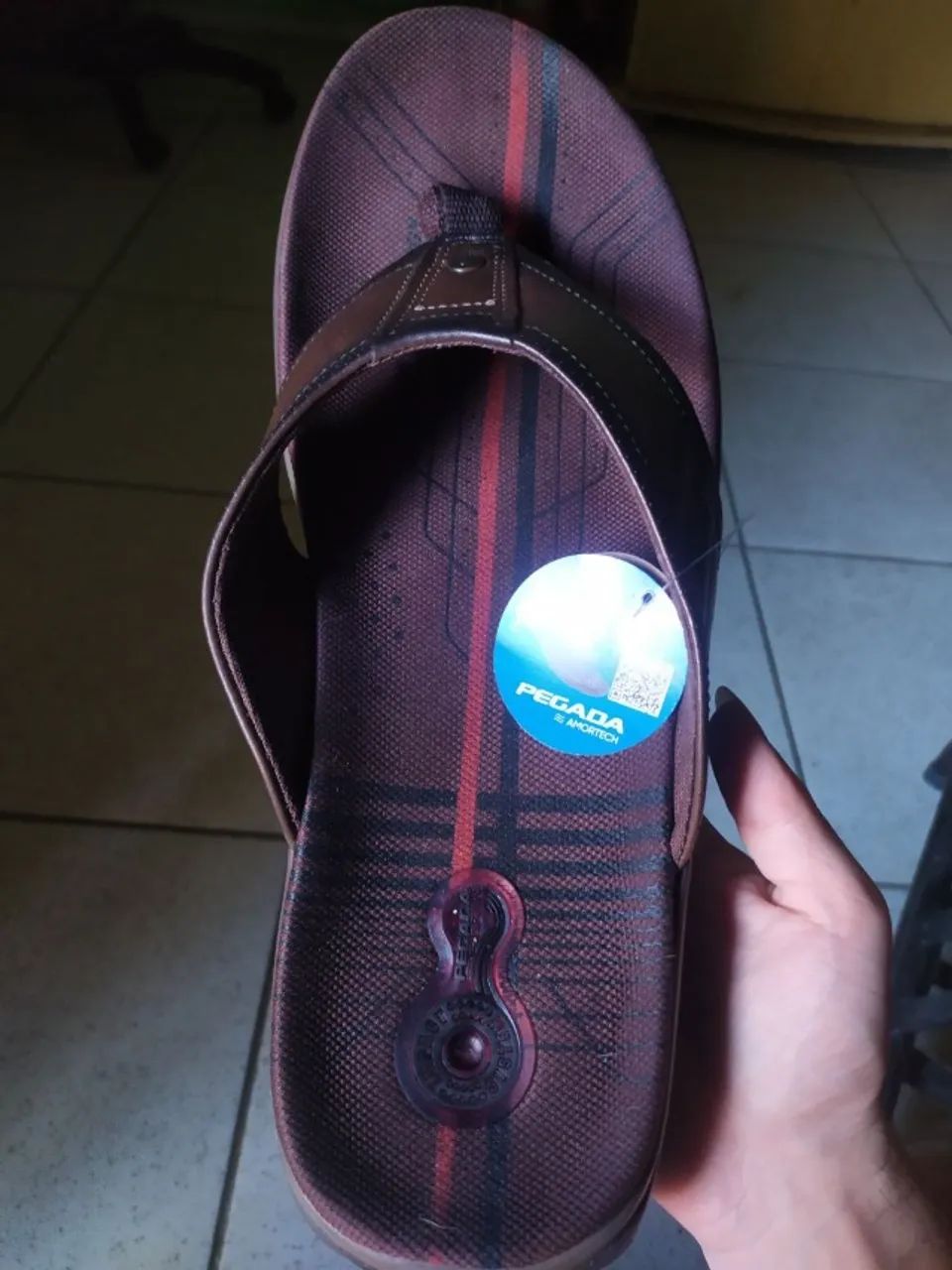 Chinelo Pegada Masculino em Couro Tamanho 48 - Foto 3