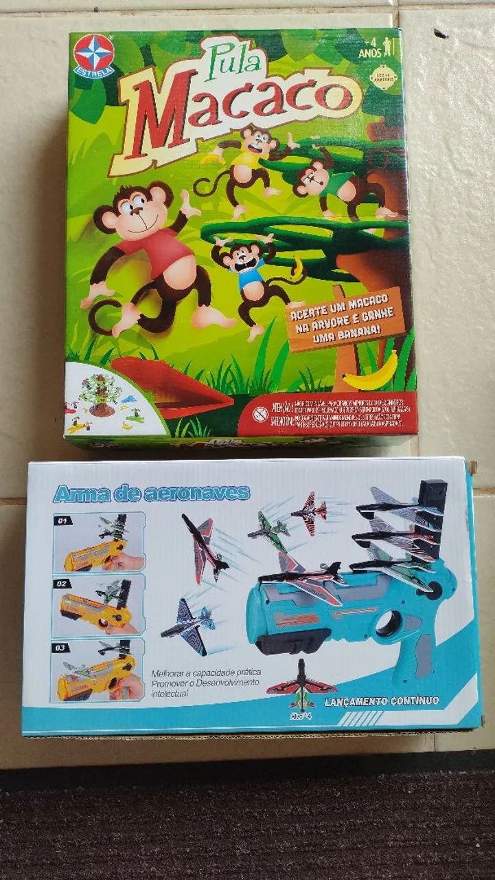 Pula Macaco e Arma de Aeronaves - Brinquedos Divertidos!