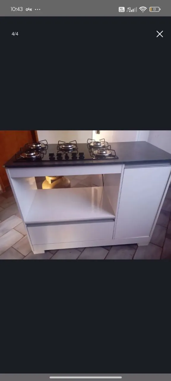 Fogão Cooktop com Armário - Cozinha Completa espaço para forno