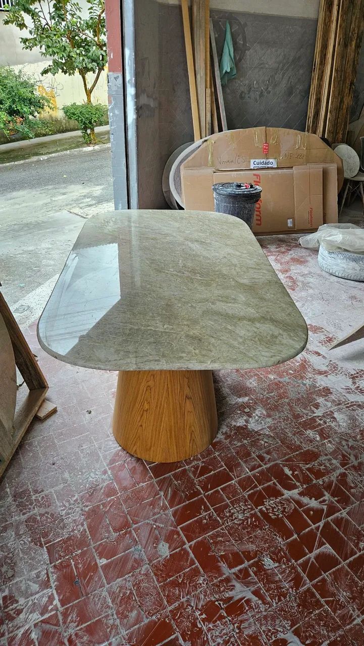 Fabricamos base cone + tampo retangular 1.60x0.90 quartzo taj mahal - Foto 2