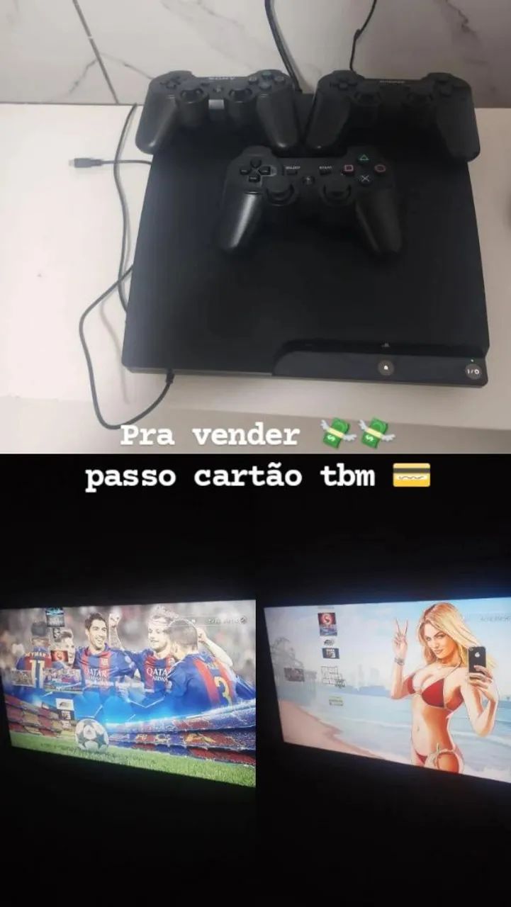 PS3 Slim perfeito estado parcelo no cartão também 