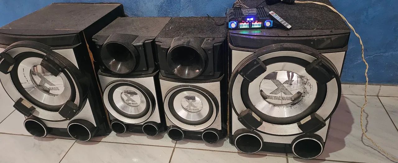 Som Com caixas LG + Amplificador 4 canais 