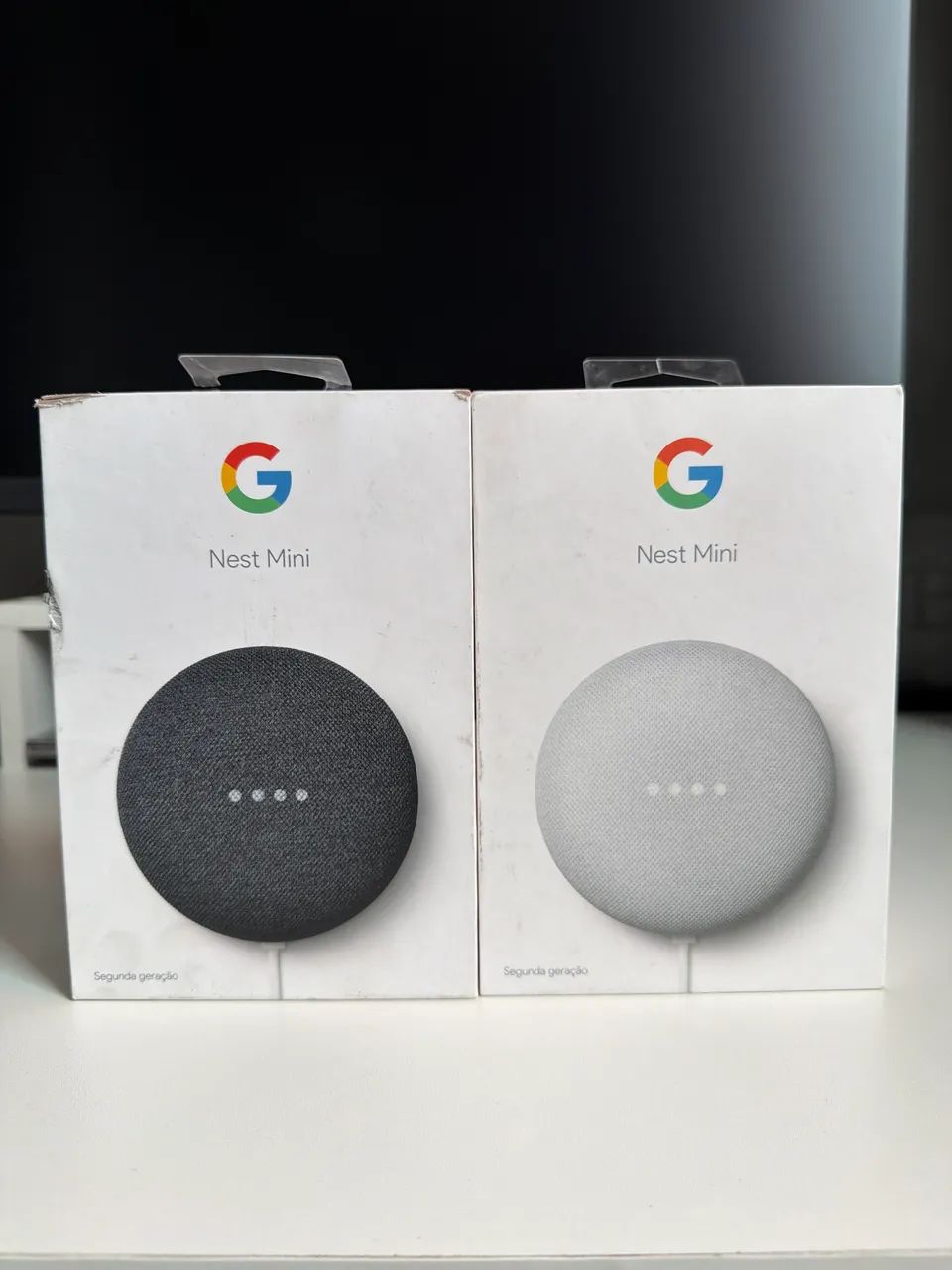 Google Nest Mini (2ª Geração) - Novos / Sem Uso (Preto e Branco