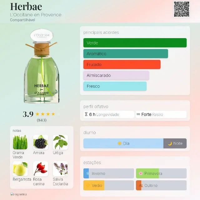 Perfume Herbae L'Occitane en Provence 50ml - Original - Beleza e