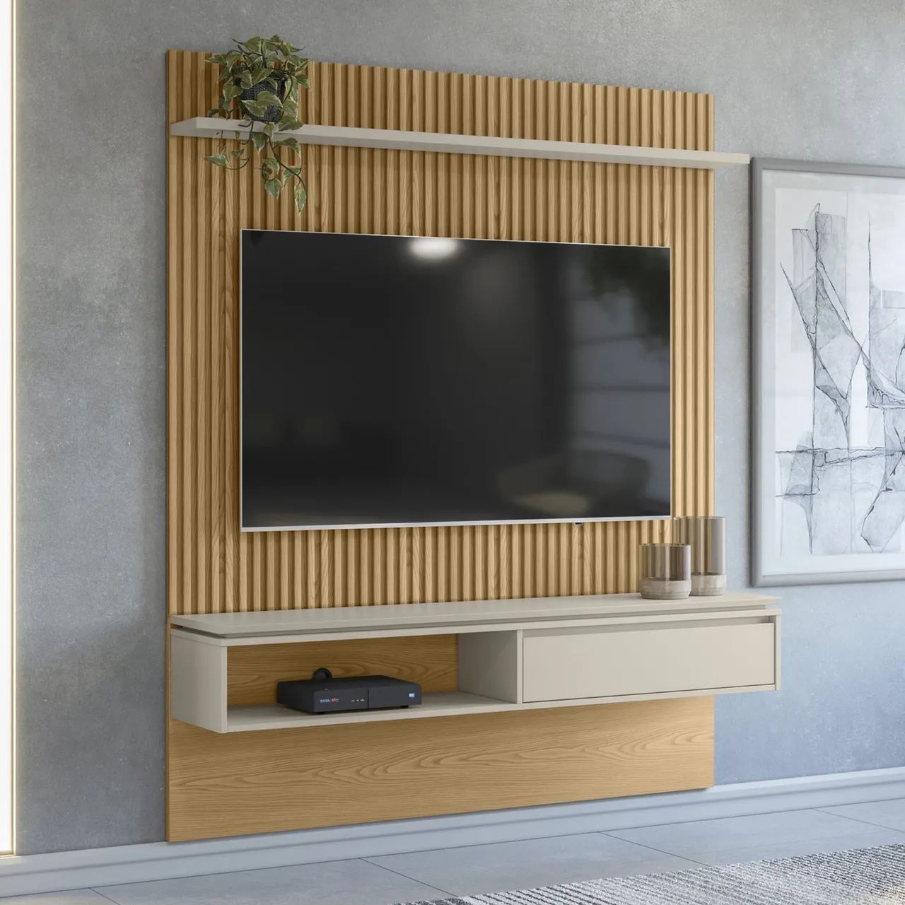 Painel Ripado para TV até 65 Polegadas MDF 155cmx185cm