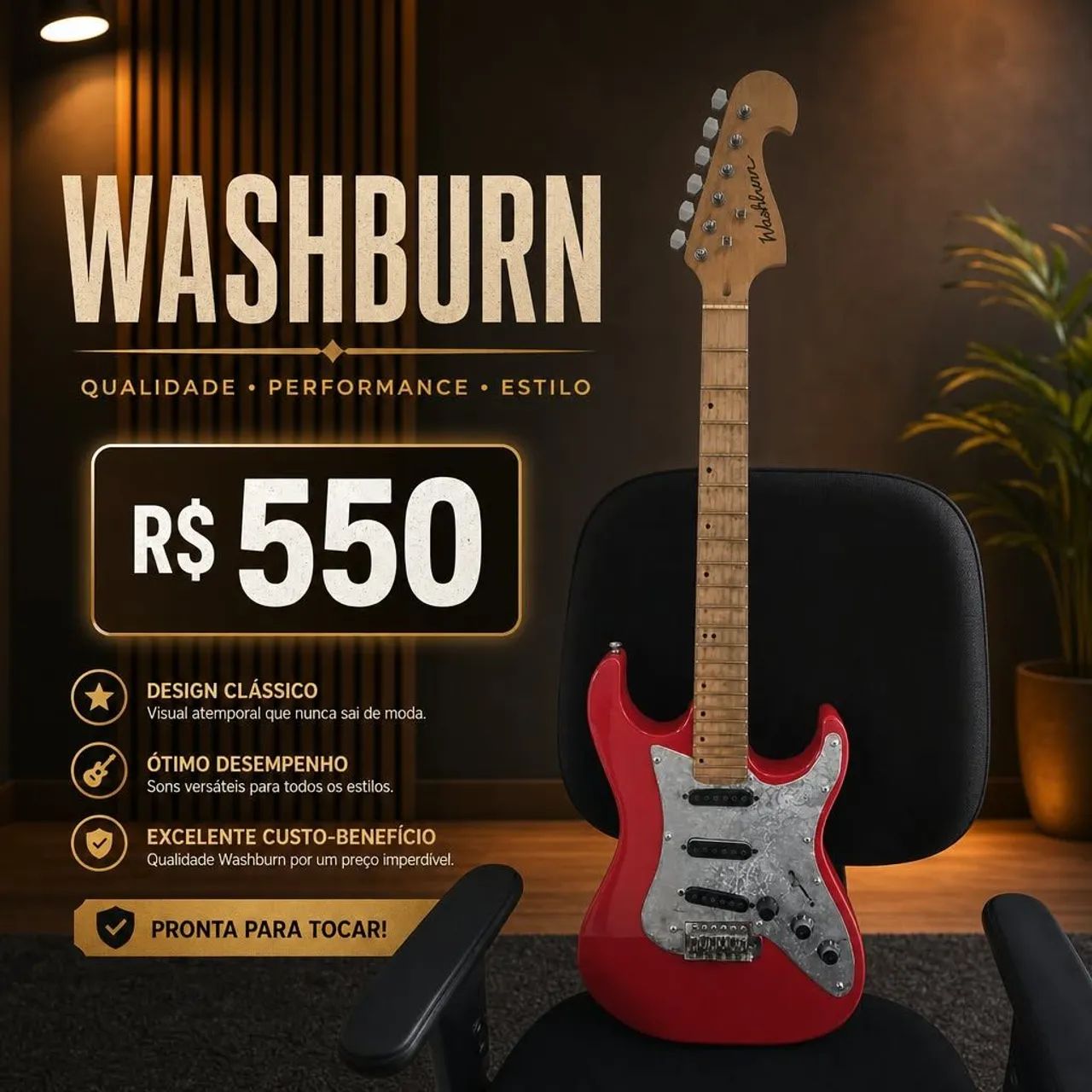 Guitarra washburn stratocaster 