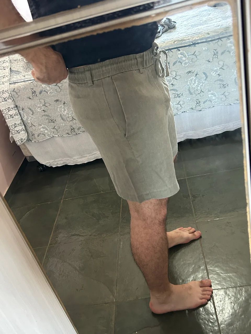 Bermuda 100% Linho Zara M Cinza - Foto 3