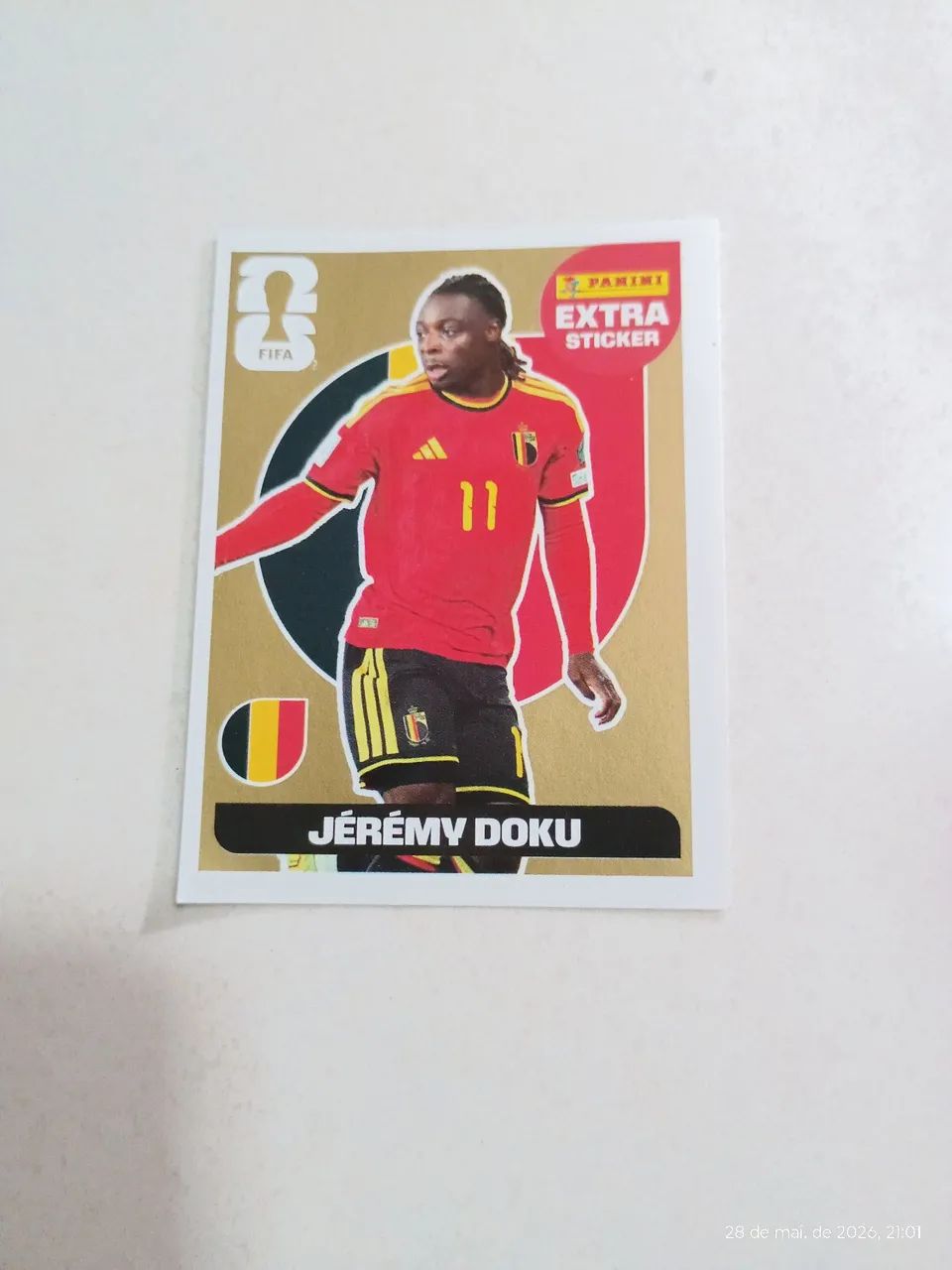 Figurinha da copa Extra Sticker - Jérémi Doku dourada gold