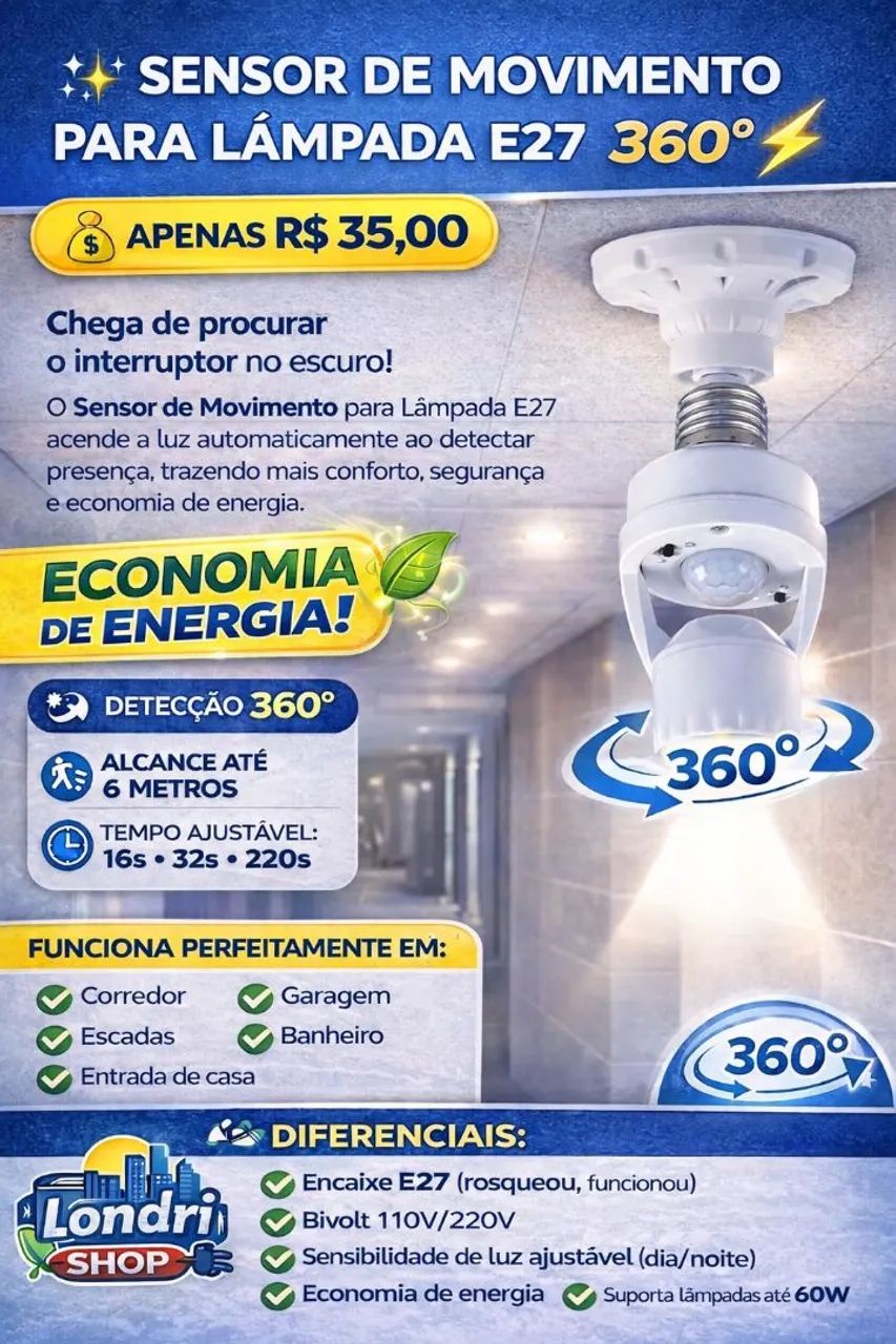 SENSOR DE MOVIMENTO PARA LÂMPADA