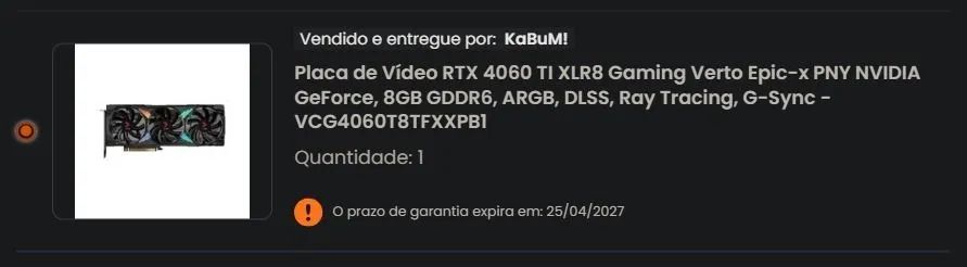 Placa de vídeo NVidia 4060 TI 8gb (com garantia da Kabum) - Foto 3