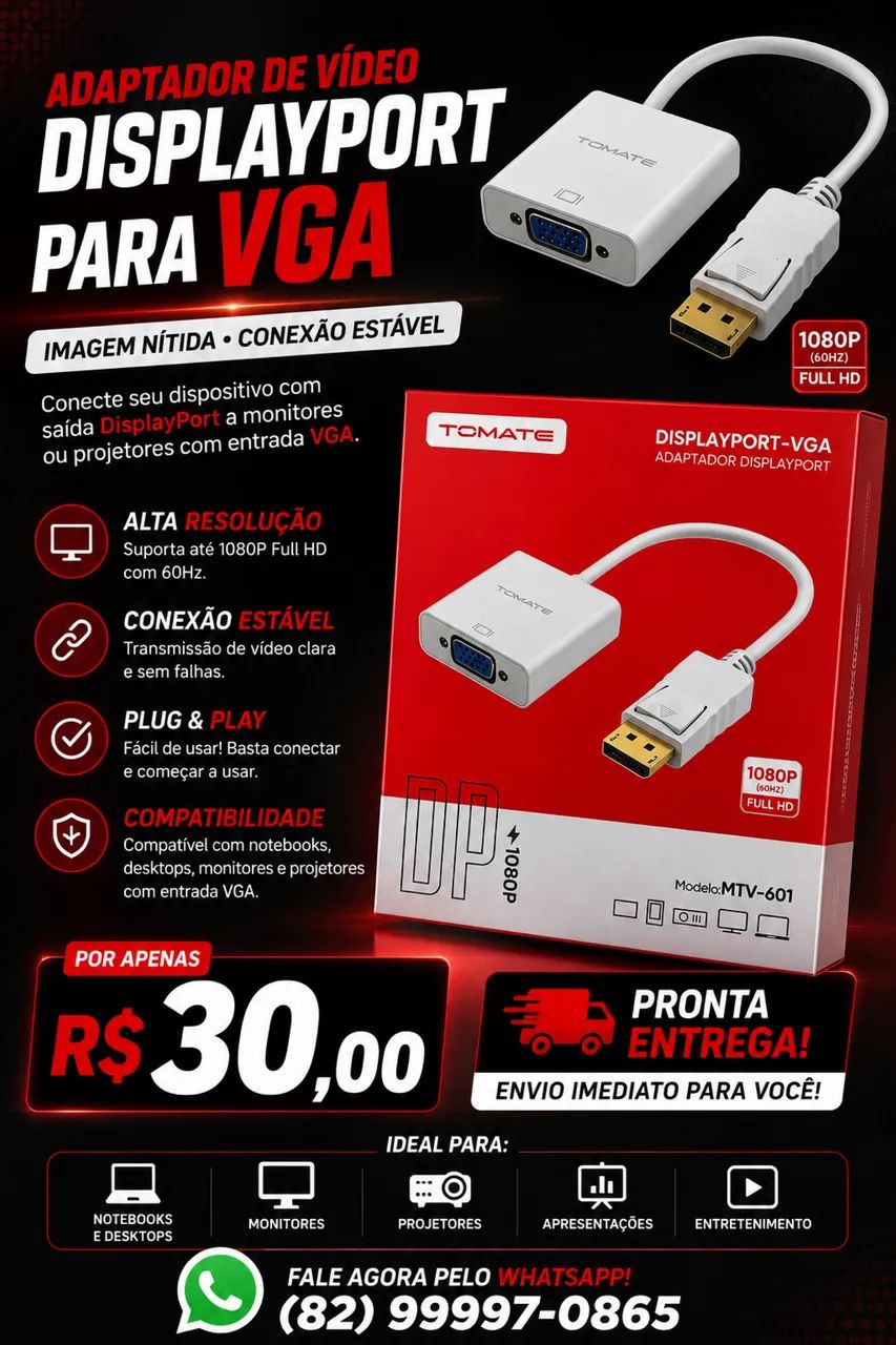 Adaptador DisplayPort P/VGA