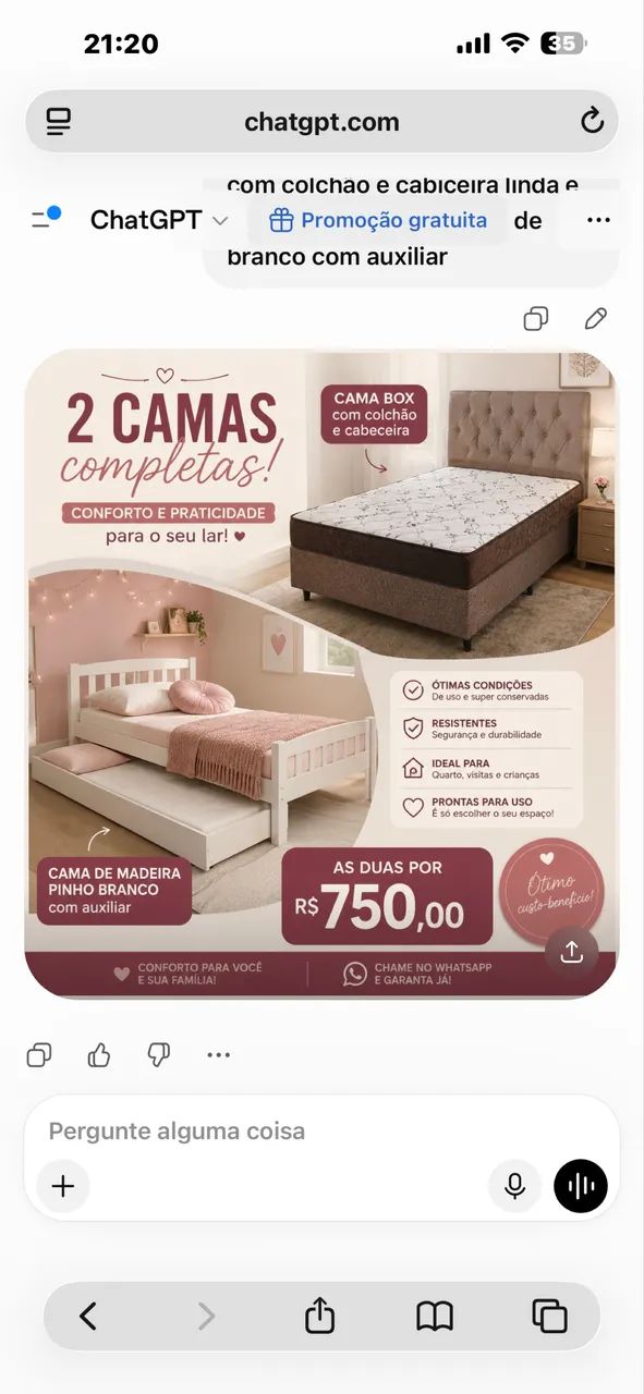 Cama madeira e box 