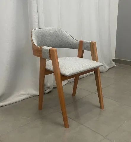 Cadeiras Perola em Linho Madeira Wj Decor - Foto 2