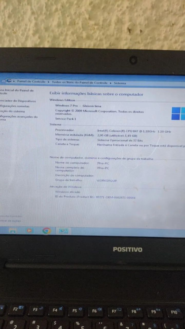 Notebook Positivo Windows 7Pro Ativado 2G HD 320G TOP  - Foto 4