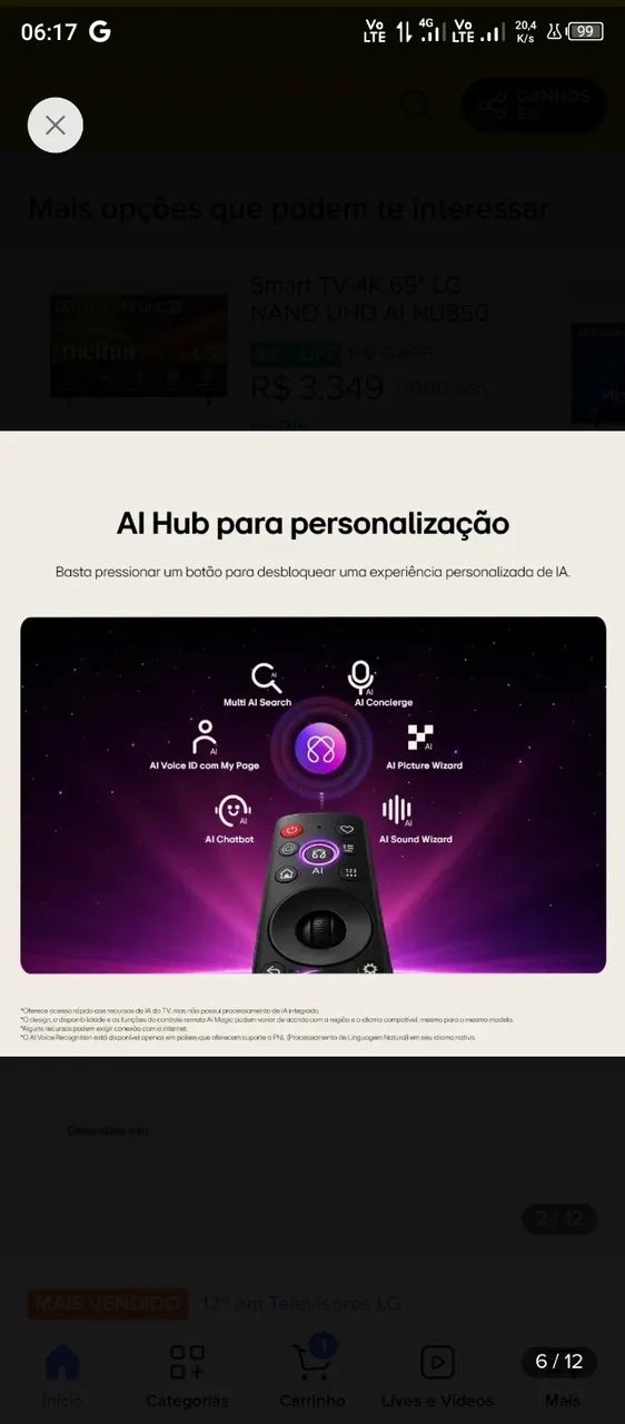 Tv smart Qned LG 55 polegadas  - Foto 3