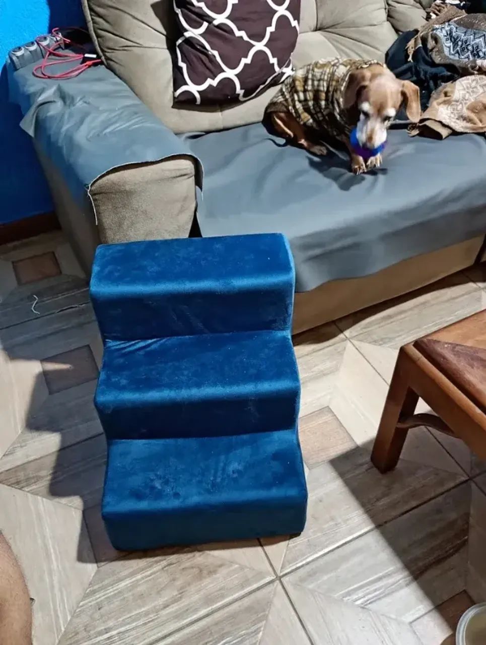 Escadinha PET c/ Degraus Estofada em Veludo p/ Cães e Gatos - Foto 2