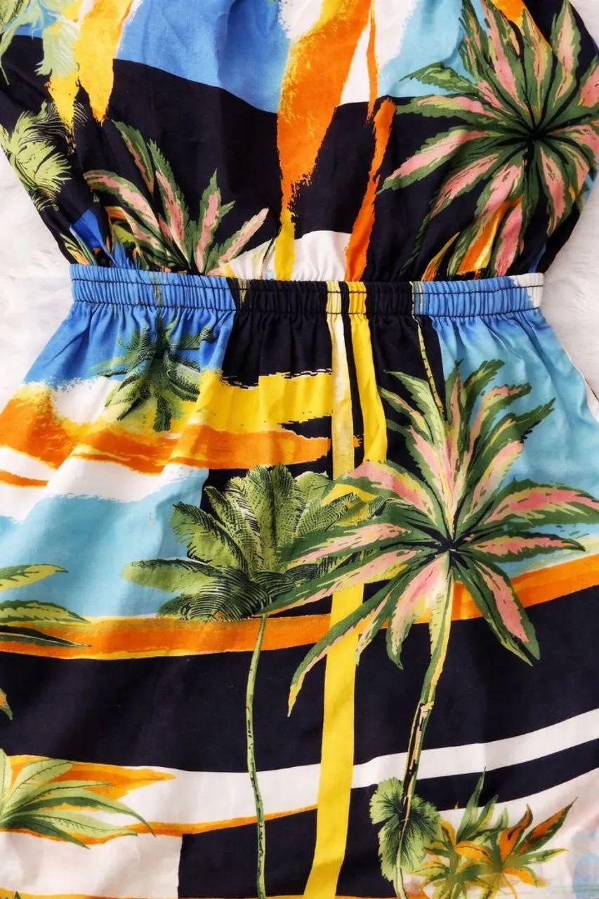 Vestido Infantil Estampado Tropical - (USADO) - Foto 2
