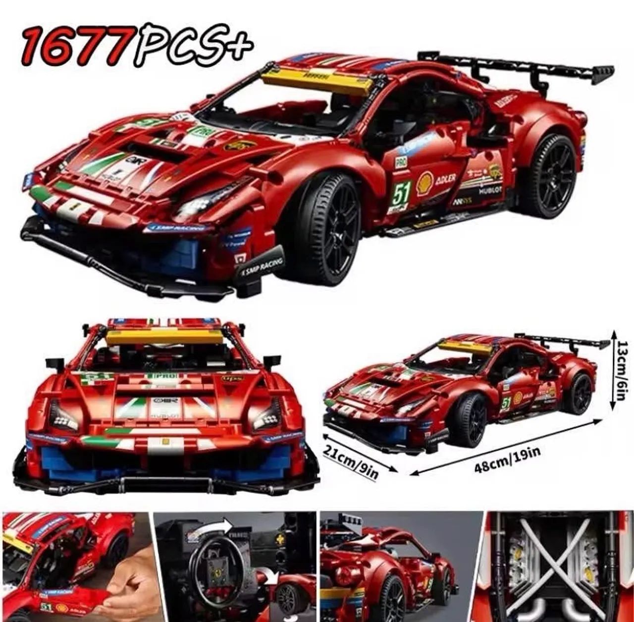 Ferrari Grande 1677 Peças - Tipo LEGO Technic - Completo - Hobbies