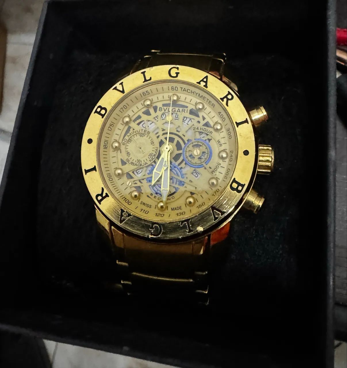 Relógio bvlgari skeleton dourado funcionando - Foto 2