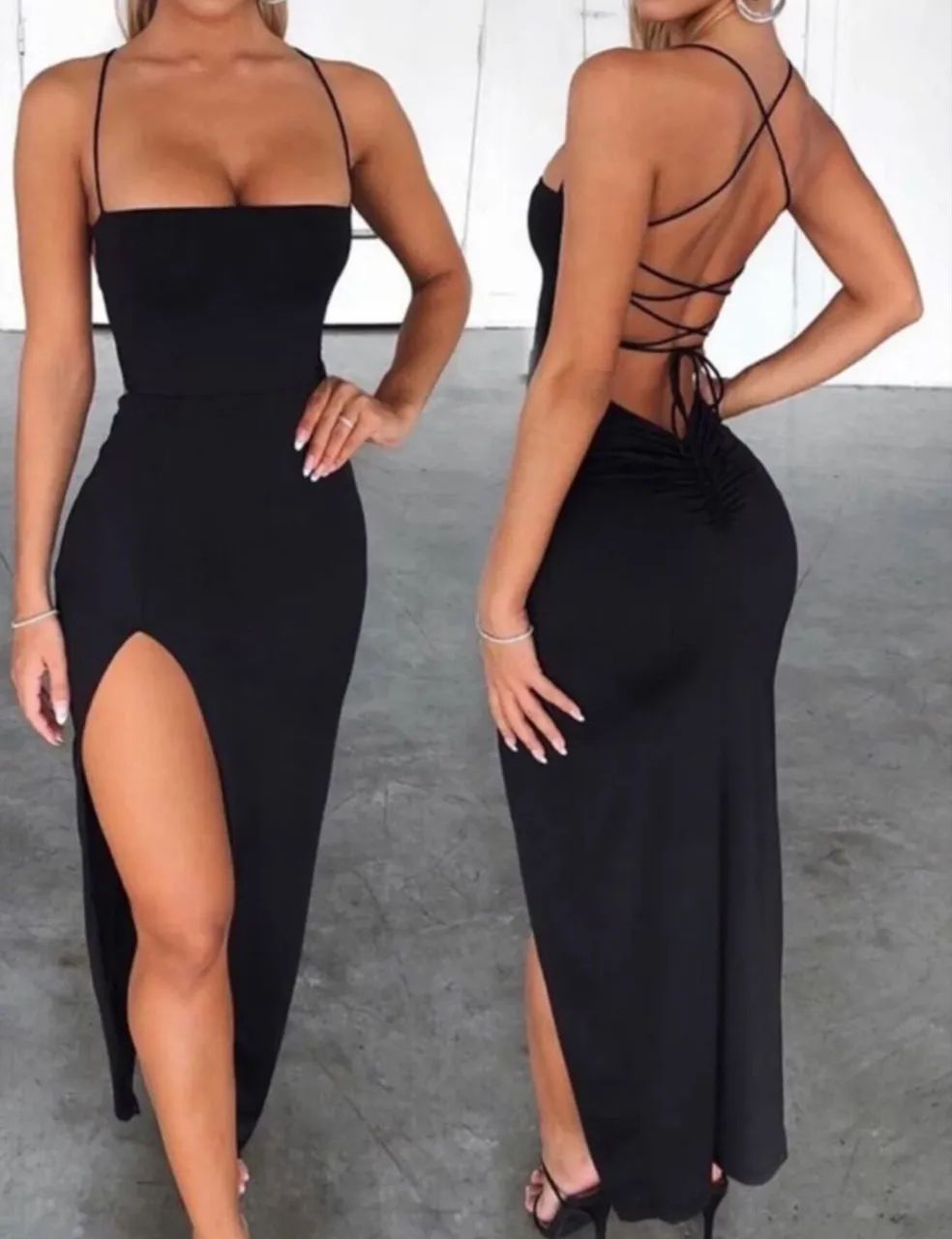 Vestido Longo Colado com Fenda