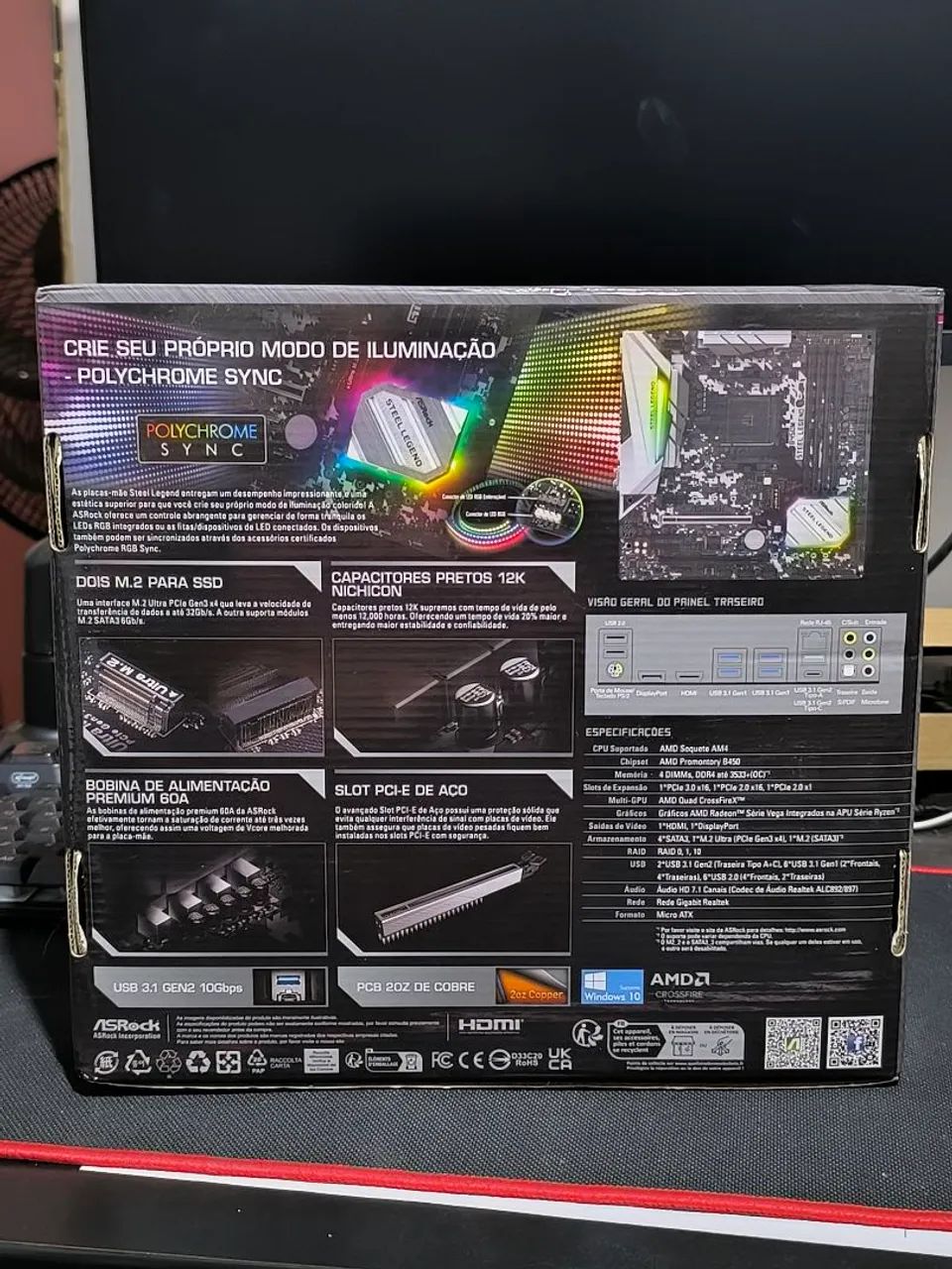 Placa mãe b450 steel legend RGB nova lacrada  - Foto 3
