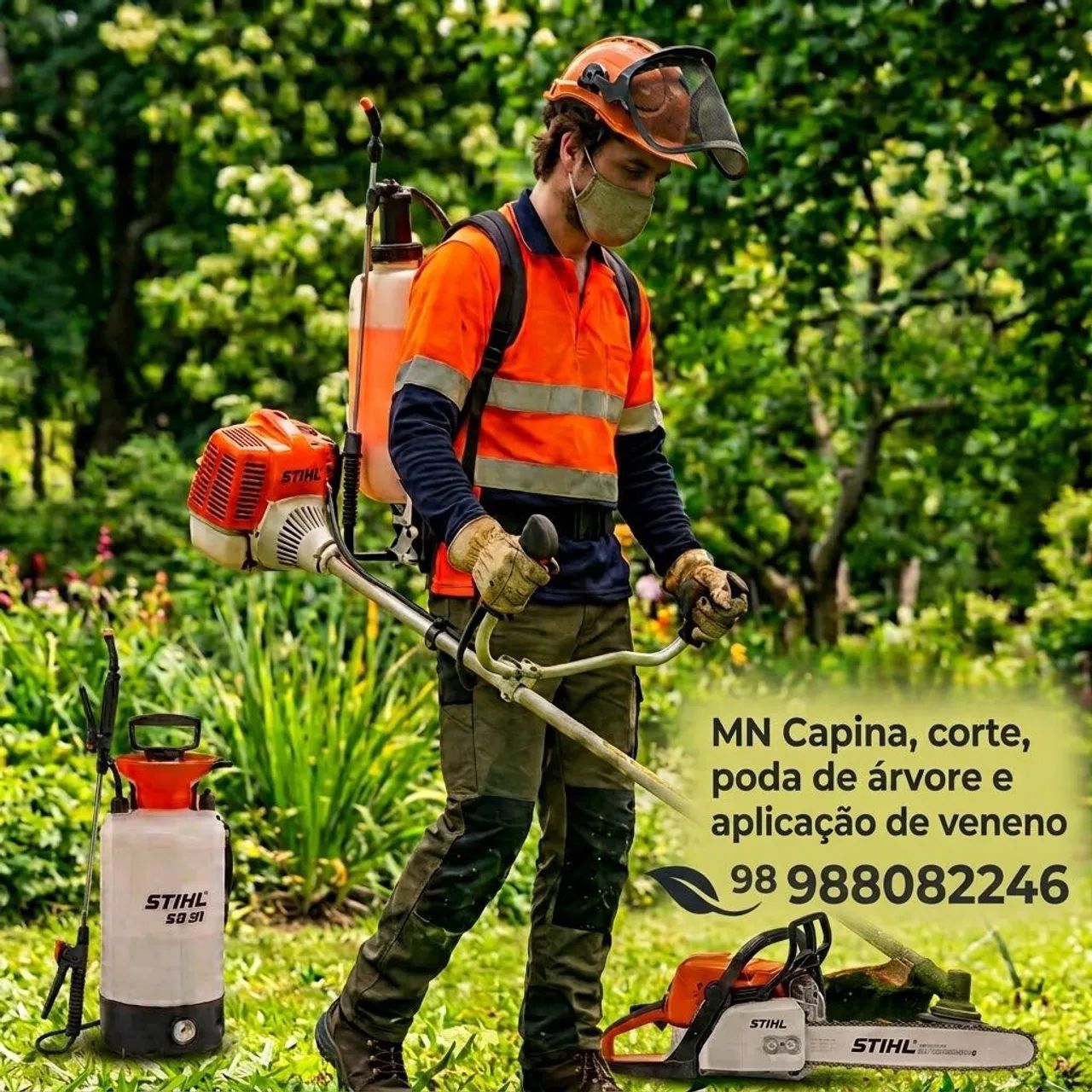 Corte árvores  aplicação  de veneno  capina e roçagem 
