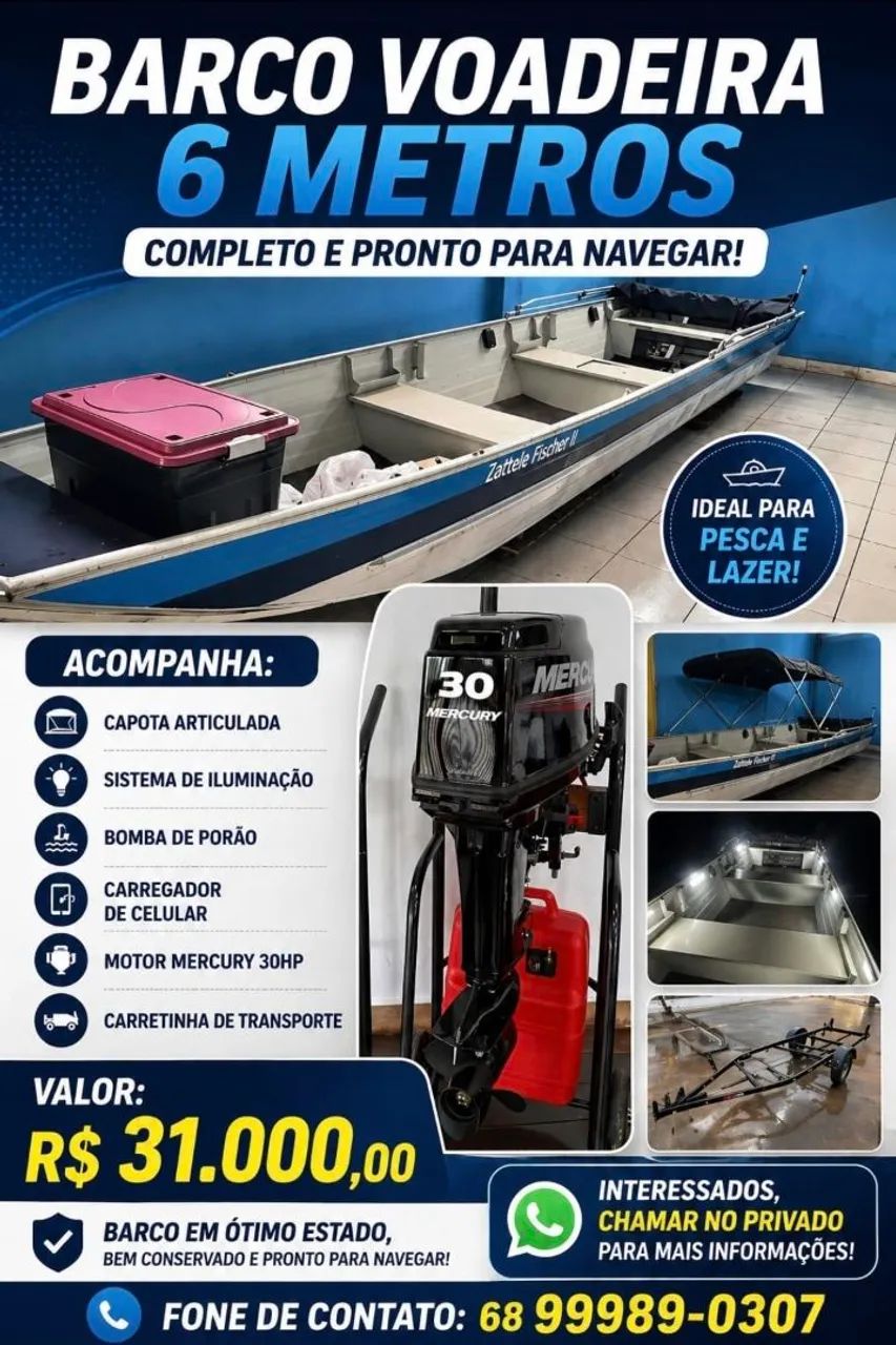 Vendo Barco Voadeira com Motor