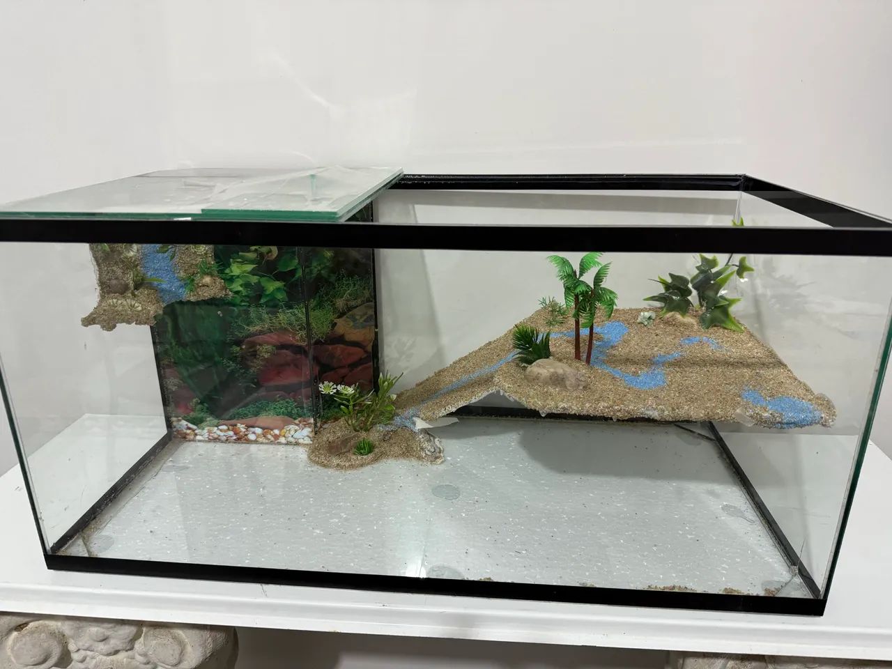 Terrário novo decorado com sump de filtragem 60x28x28cm  - Foto 2