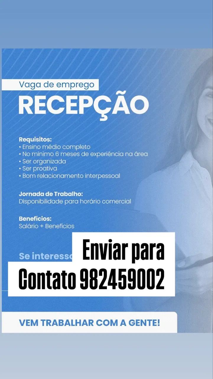 Vaga recepcionista 