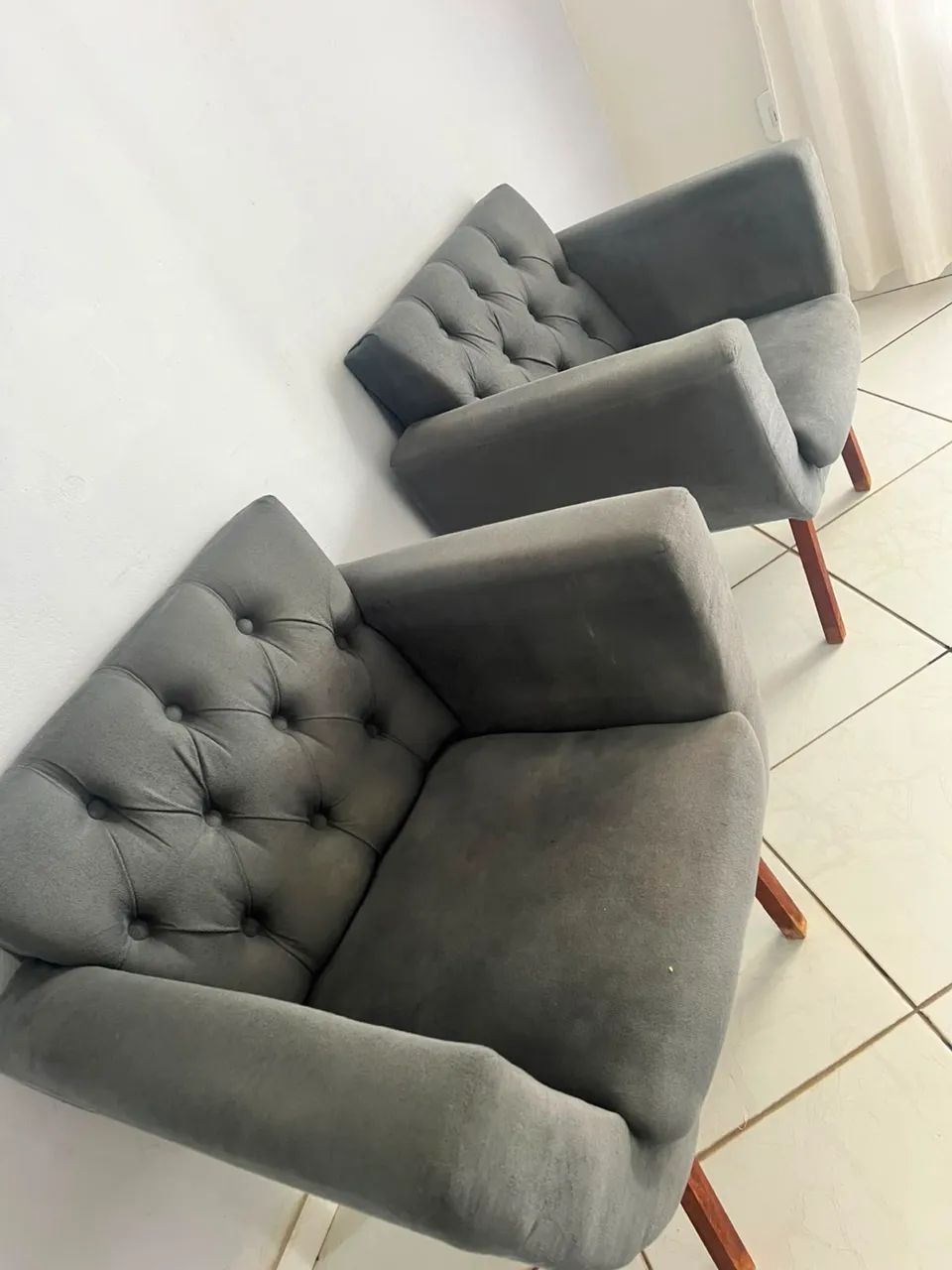 Poltronas tecido sala de estar